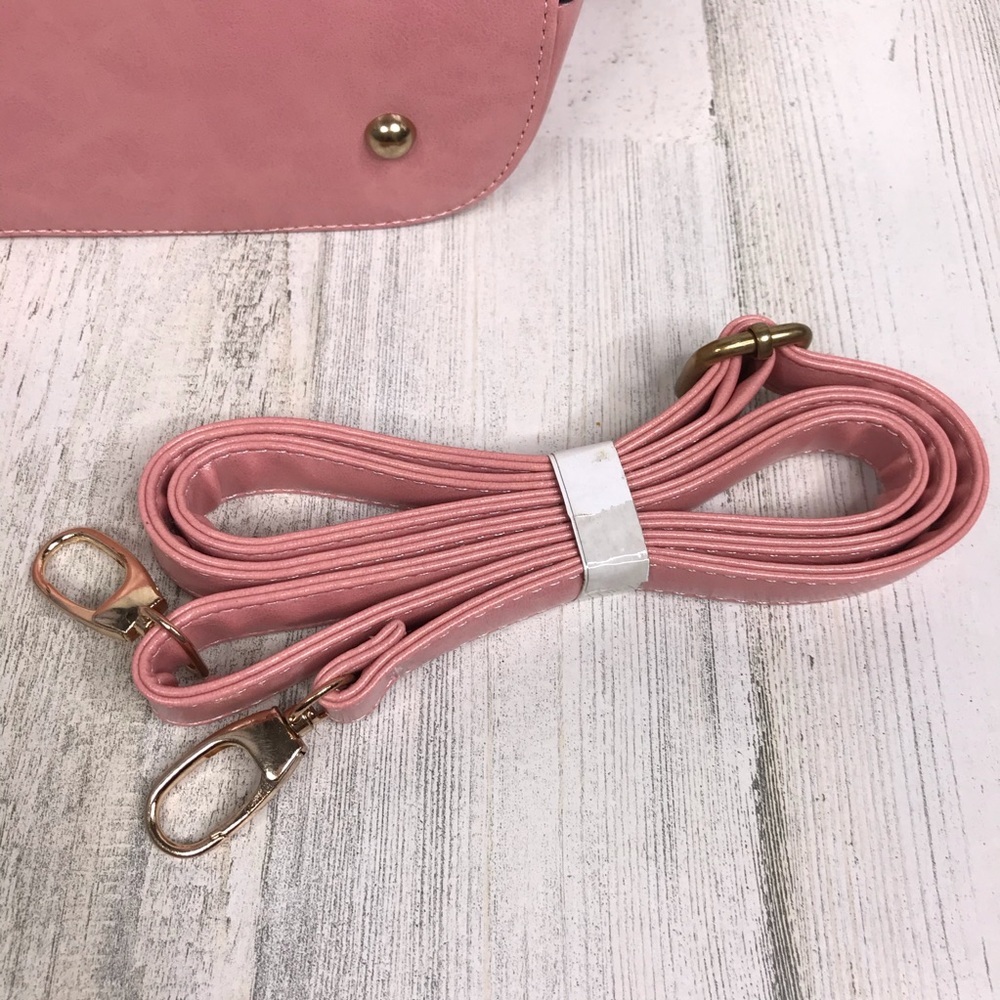 pink leather double handle satchel - Picture 4 of 10